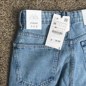 Zara high rise ankle straight jeans